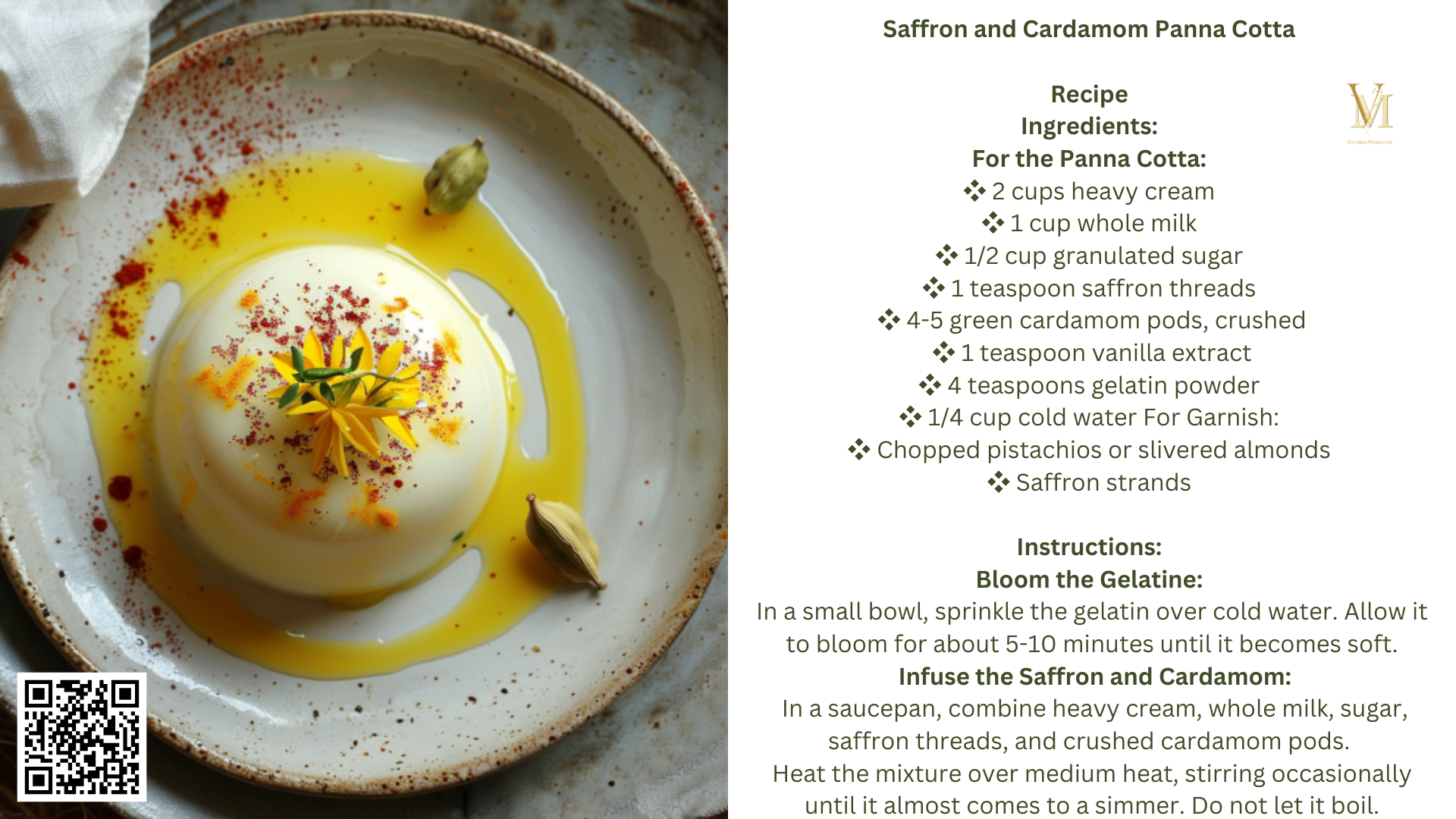 Saffron and Cardamom Panna Cotta: 5th NFT in Mediterranean Delights Book Collection https://www.vmtcoin.com