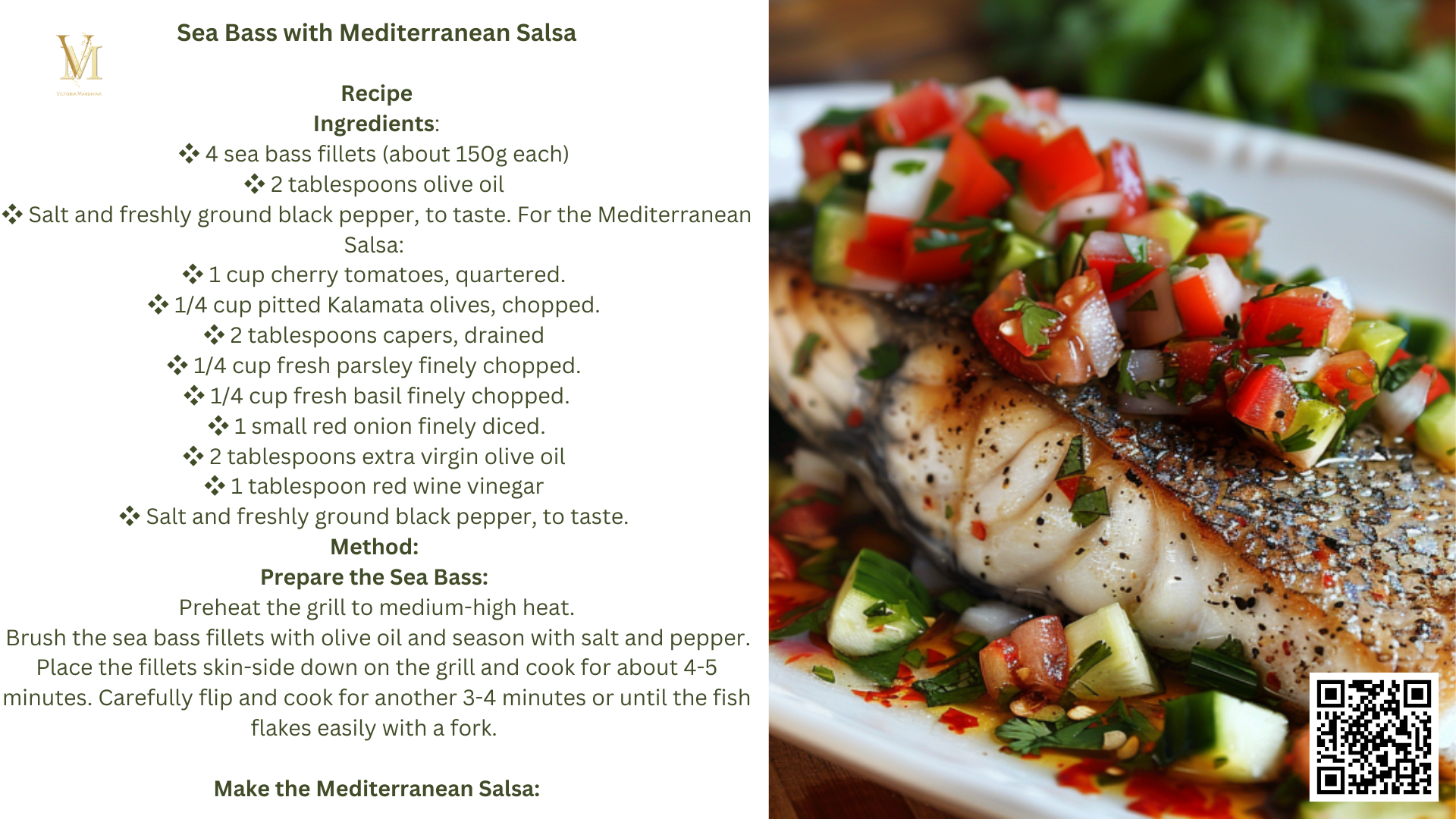 Sea Bass with Mediterranean Salsa: 14th NFT in Mediterranean Delights Book Collection https://www.vmtcoin.com