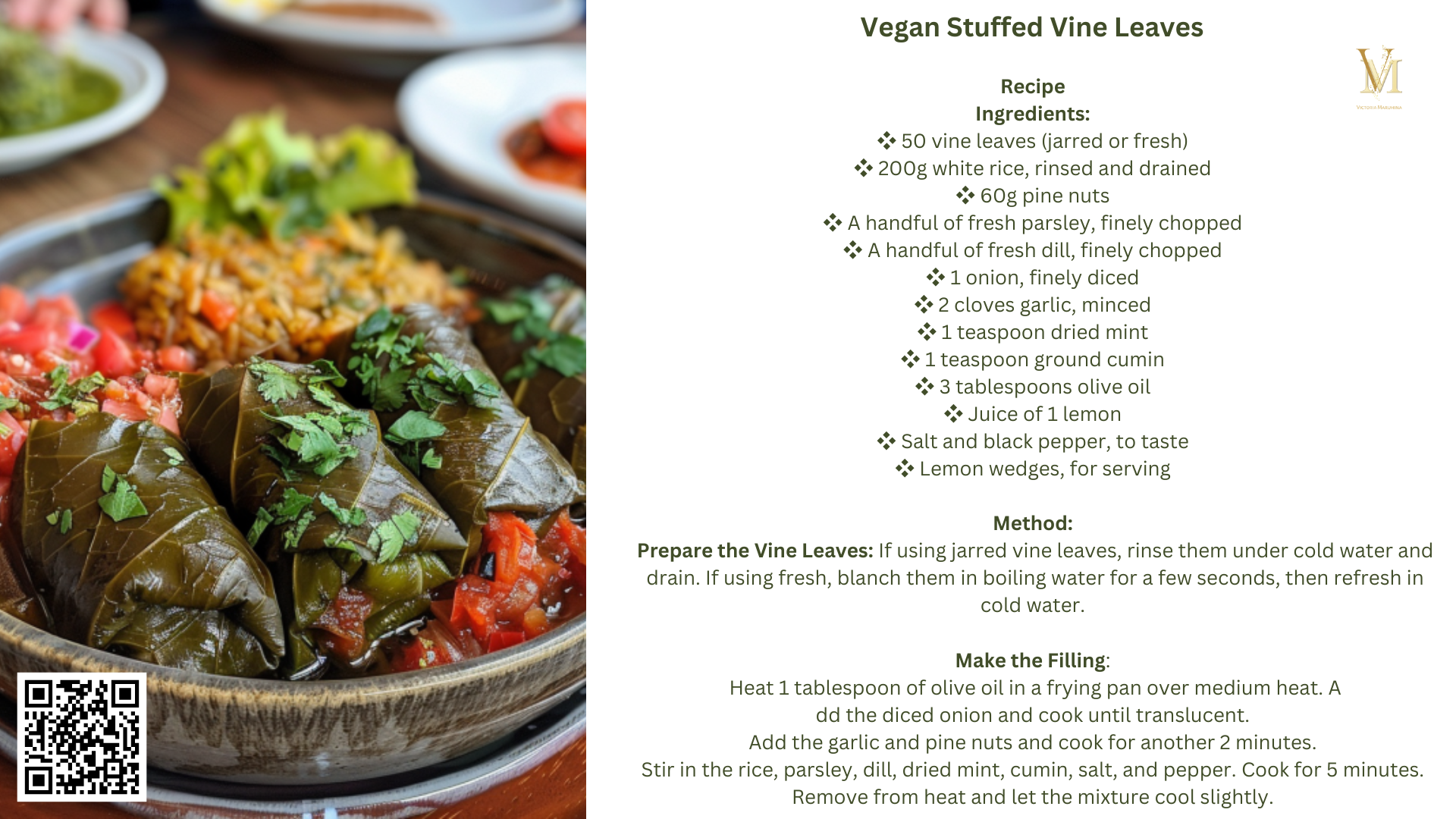 Vegan Stuffed Vine Leaves: 4th NFT in Mediterranean Delights Book Collection https://www.vmtcoin.com